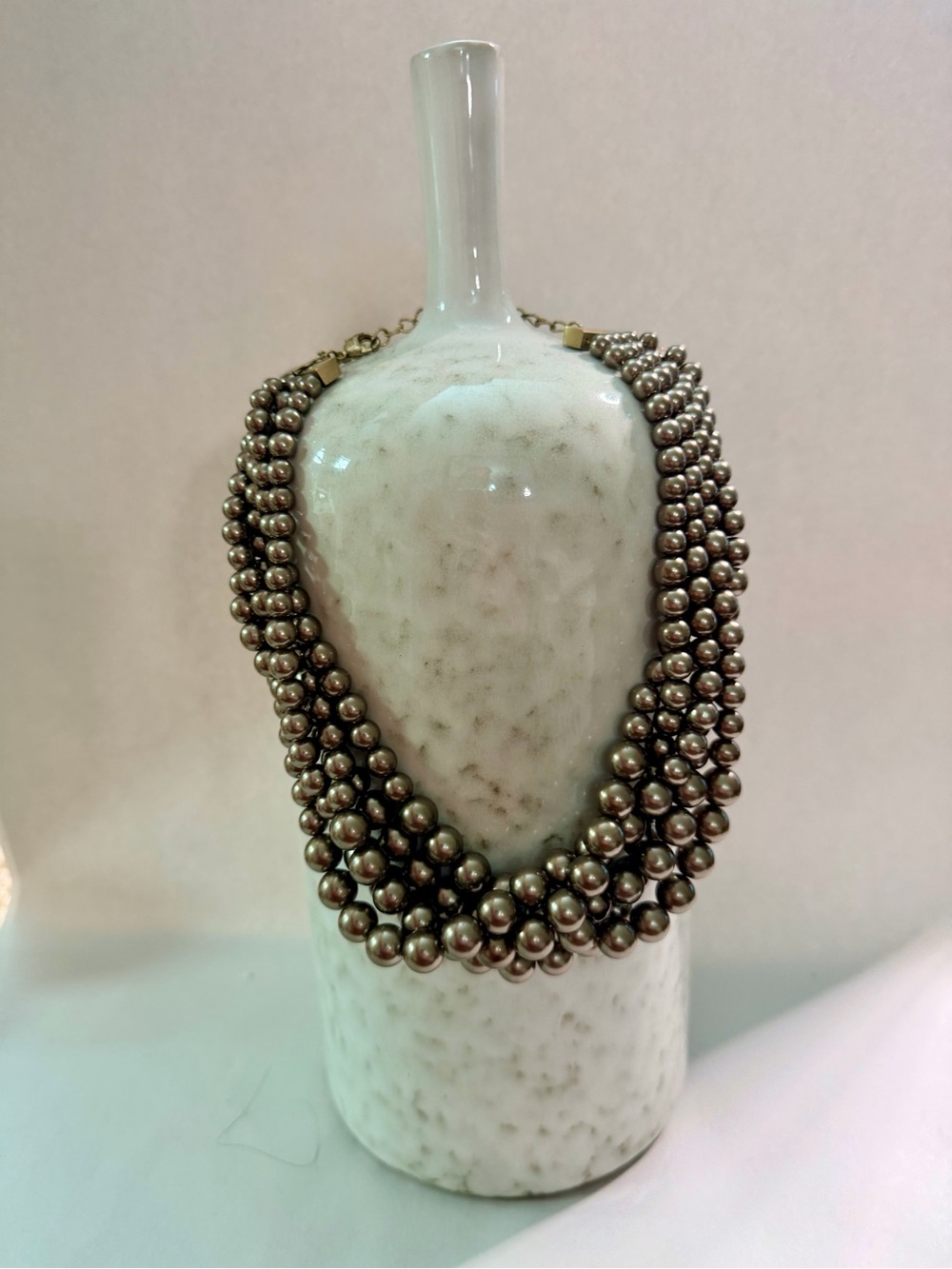 Lia Sophia Multi-Strand Metallic Pearl Statement Necklace - Brown